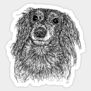 Papillon dog draw with scribble art style Sticker